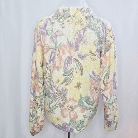 Vintage 80's Colter Bay Floral Silk Angora Women's Pull-Over Sweater XL - Picture 5 of 7